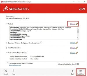 Quá trình cài đặt SolidWorks đang diễn ra