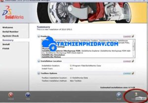 Quá trình install solidworks 2010 đang chạy