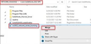 Chạy file registry để kích hoạt key SolidWorks 2022