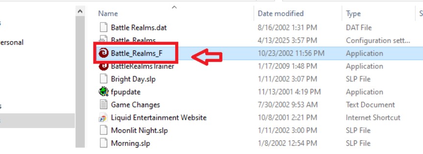 tìm file có tên Battle_Realms_F.exe